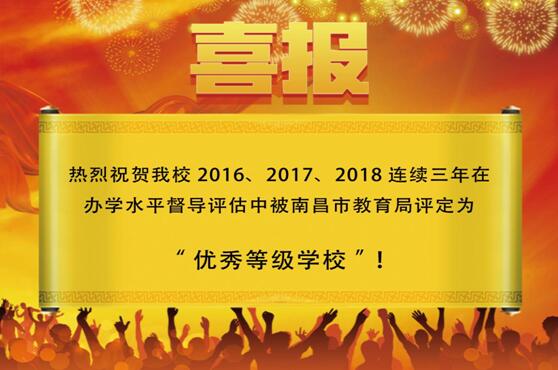 熱烈祝賀南昌向遠(yuǎn)軌道技術(shù)學(xué)校2016、2017、2018連續(xù)三年被南昌市教育局評定為“優(yōu)秀等級學(xué)校”！